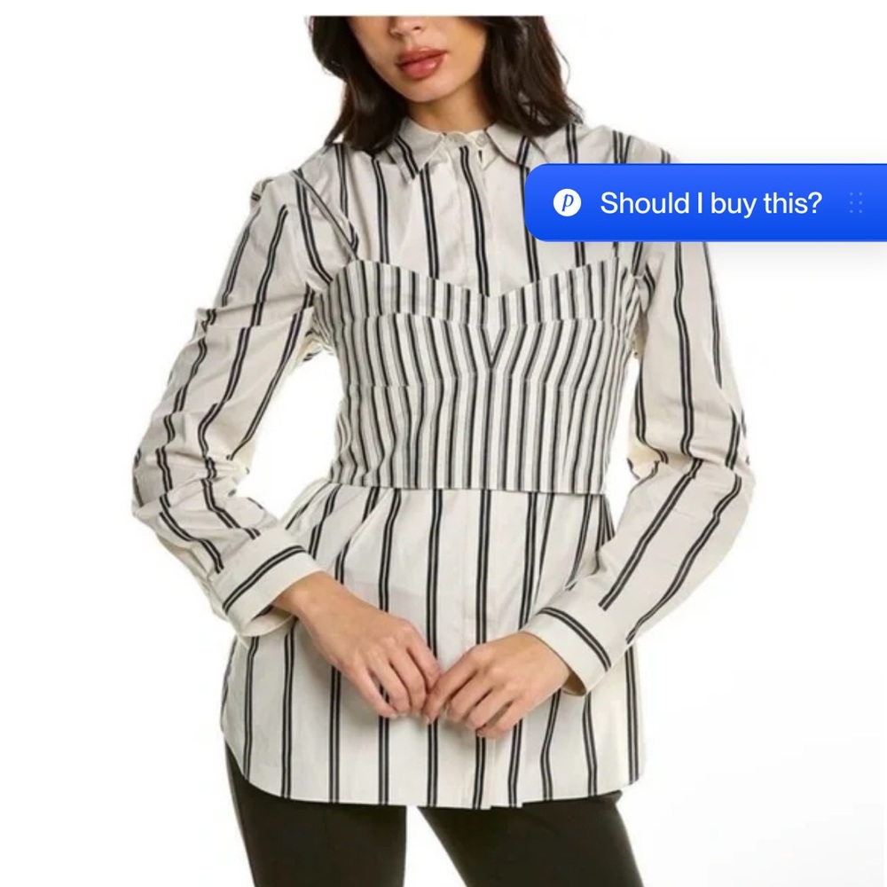 Theory Ventura Bustier & Button Front Combo Shirt X-Large